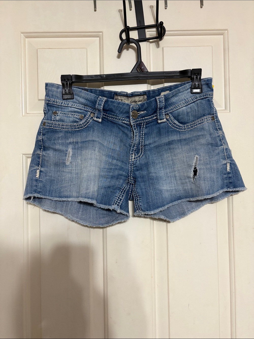 BKE Light Blue Distressed Denim Shorts